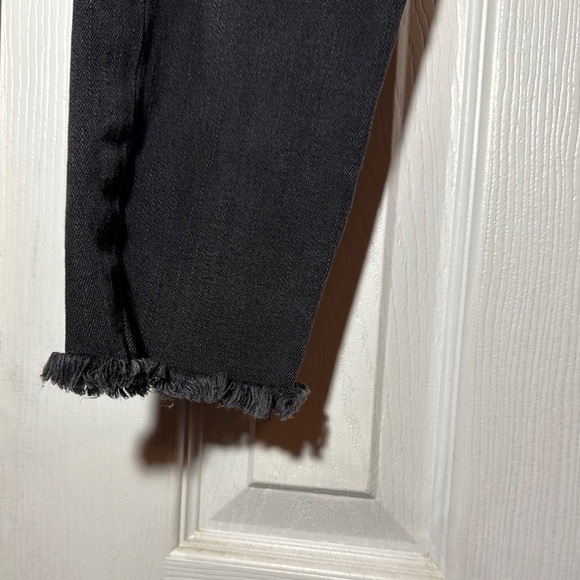 LOFT Modern High Rise Frayed Hem Ankle Skinny Jeans Black Wash Denim - Picture 3 of 7